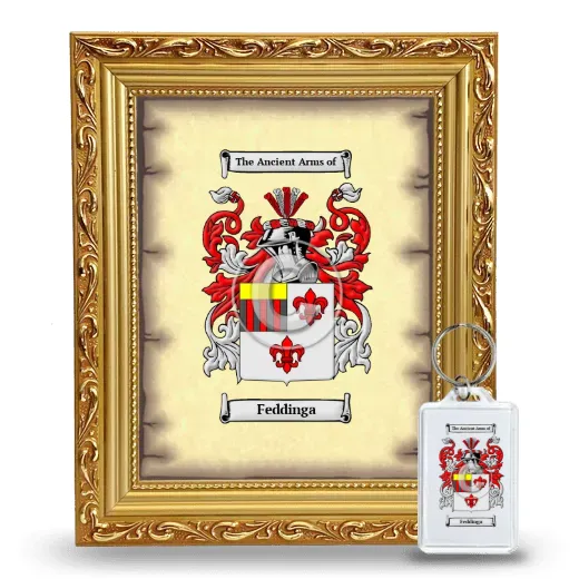 Feddinga Framed Coat of Arms and Keychain - Gold