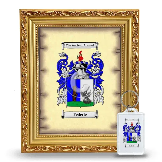 Federle Framed Coat of Arms and Keychain - Gold