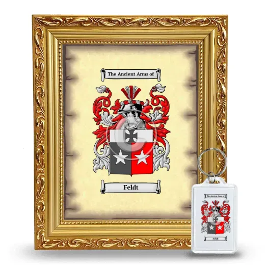 Feldt Framed Coat of Arms and Keychain - Gold