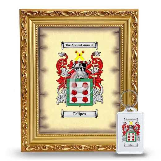 Felipes Framed Coat of Arms and Keychain - Gold