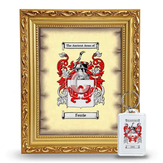 Ferrie Framed Coat of Arms and Keychain - Gold