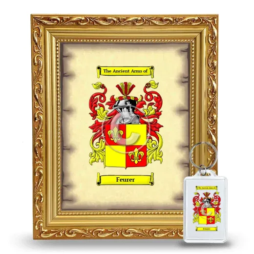 Feurer Framed Coat of Arms and Keychain - Gold