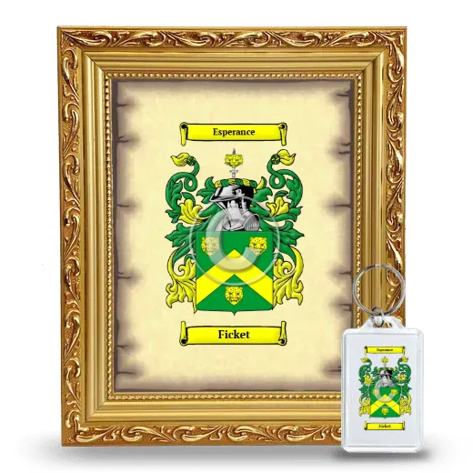 Ficket Framed Coat of Arms and Keychain - Gold