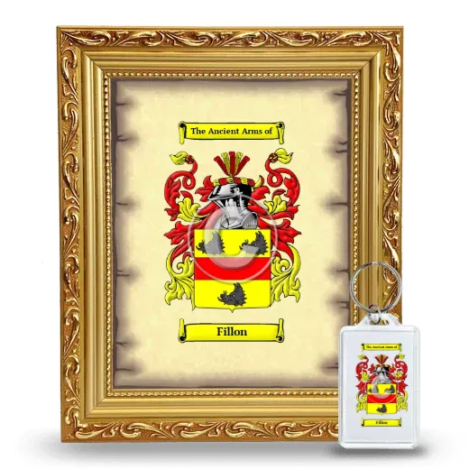 Fillon Framed Coat of Arms and Keychain - Gold