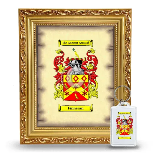 Finneran Framed Coat of Arms and Keychain - Gold