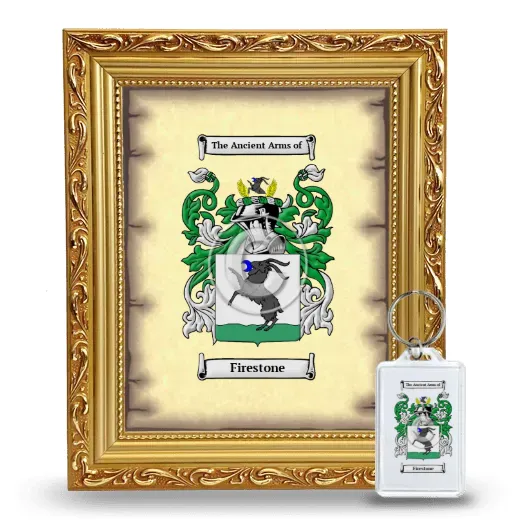 Firestone Framed Coat of Arms and Keychain - Gold