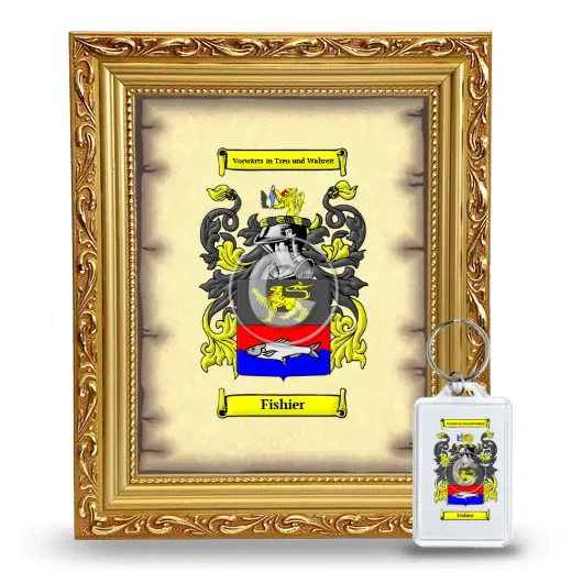 Fishier Framed Coat of Arms and Keychain - Gold