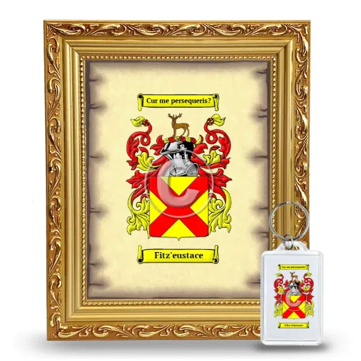 Fitz'eustace Framed Coat of Arms and Keychain - Gold