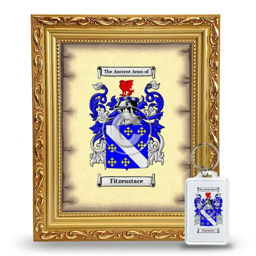 Fitzeustace Framed Coat of Arms and Keychain - Gold