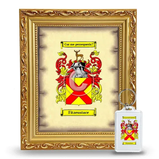 Fitzeustace Framed Coat of Arms and Keychain - Gold