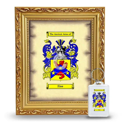 Five Framed Coat of Arms and Keychain - Gold