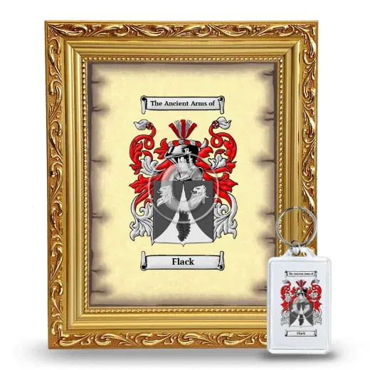 Flack Framed Coat of Arms and Keychain - Gold