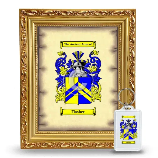 Flasher Framed Coat of Arms and Keychain - Gold