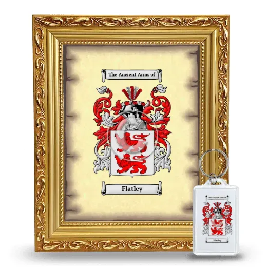 Flatley Framed Coat of Arms and Keychain - Gold