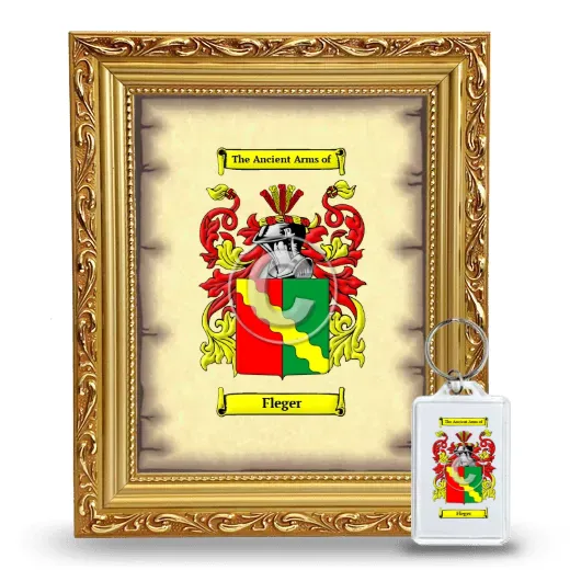 Fleger Framed Coat of Arms and Keychain - Gold