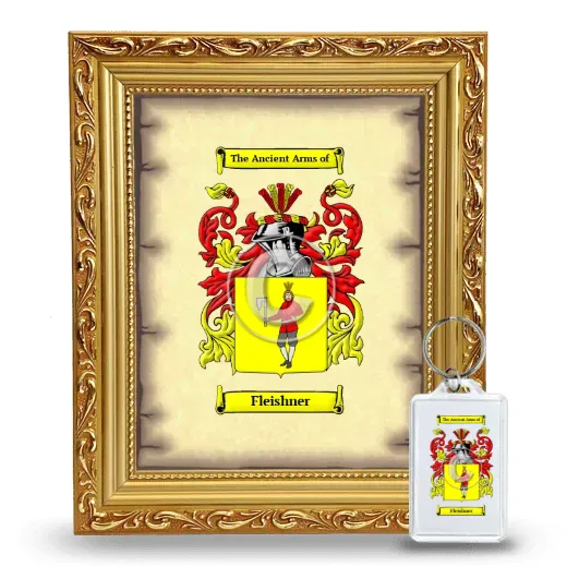 Fleishner Framed Coat of Arms and Keychain - Gold