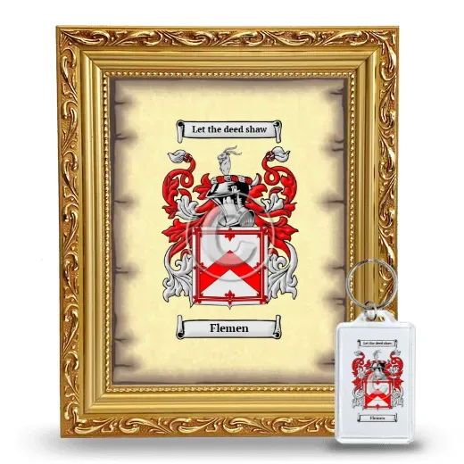 Flemen Framed Coat of Arms and Keychain - Gold