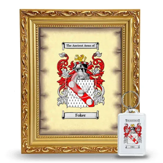 Foker Framed Coat of Arms and Keychain - Gold