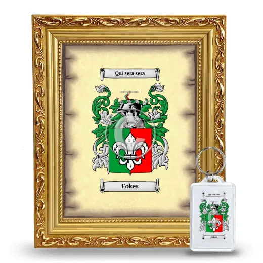 Fokes Framed Coat of Arms and Keychain - Gold