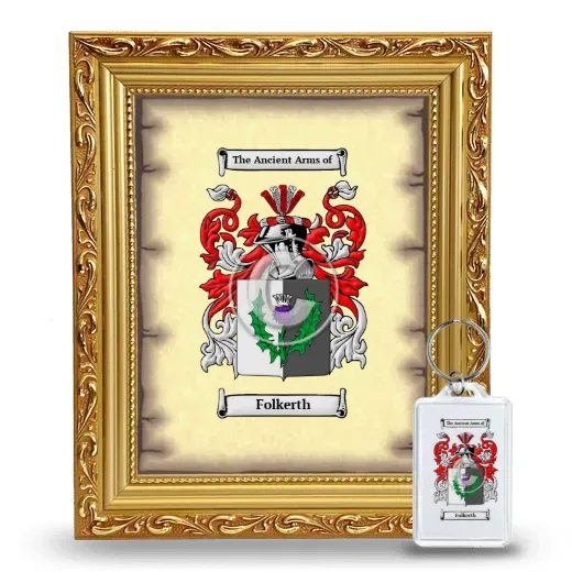 Folkerth Framed Coat of Arms and Keychain - Gold