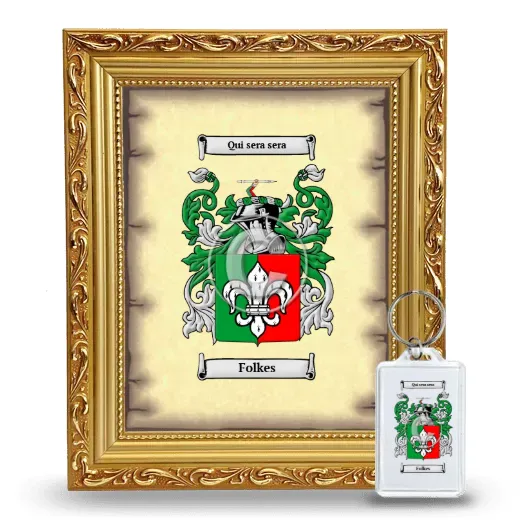 Folkes Framed Coat of Arms and Keychain - Gold