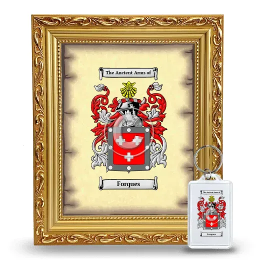 Forques Framed Coat of Arms and Keychain - Gold