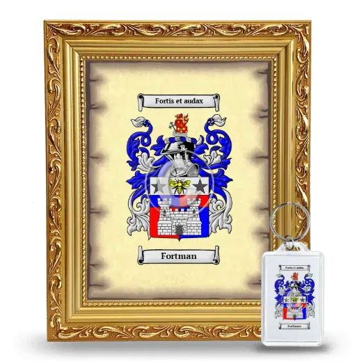 Fortman Framed Coat of Arms and Keychain - Gold