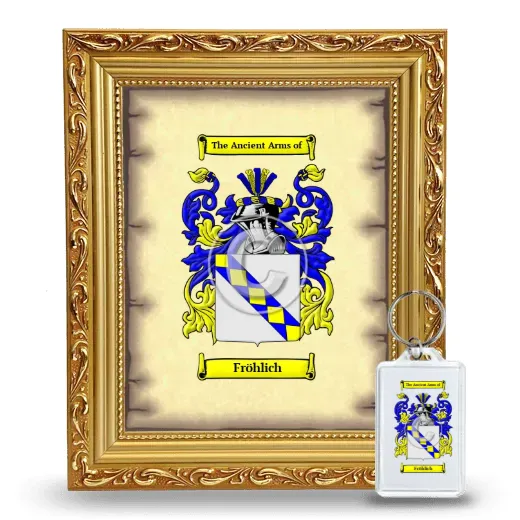 Fröhlich Framed Coat of Arms and Keychain - Gold
