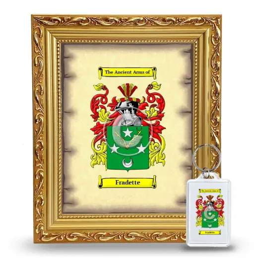 Fradette Framed Coat of Arms and Keychain - Gold
