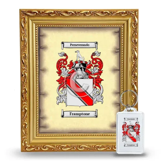 Framptone Framed Coat of Arms and Keychain - Gold