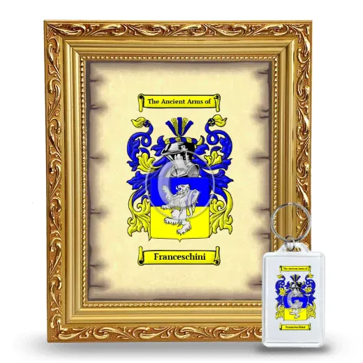 Franceschini Framed Coat of Arms and Keychain - Gold
