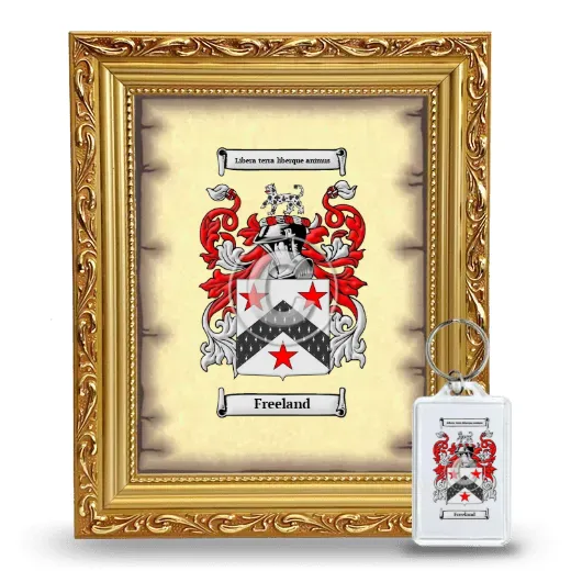 Freeland Framed Coat of Arms and Keychain - Gold
