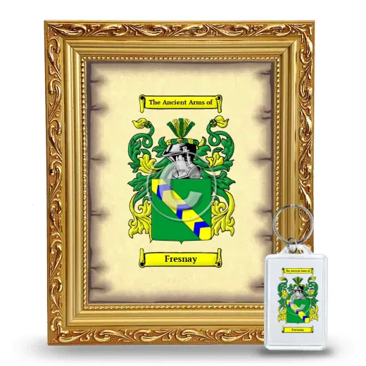 Fresnay Framed Coat of Arms and Keychain - Gold