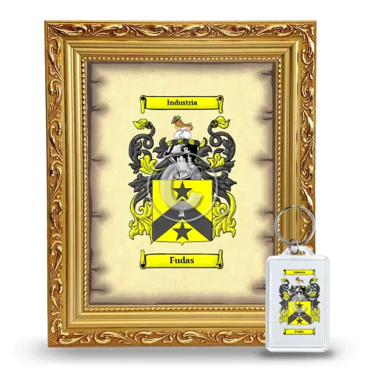 Fudas Framed Coat of Arms and Keychain - Gold
