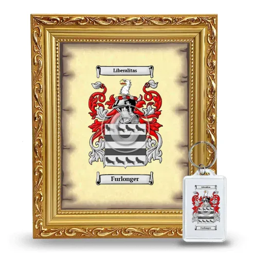 Furlonger Framed Coat of Arms and Keychain - Gold