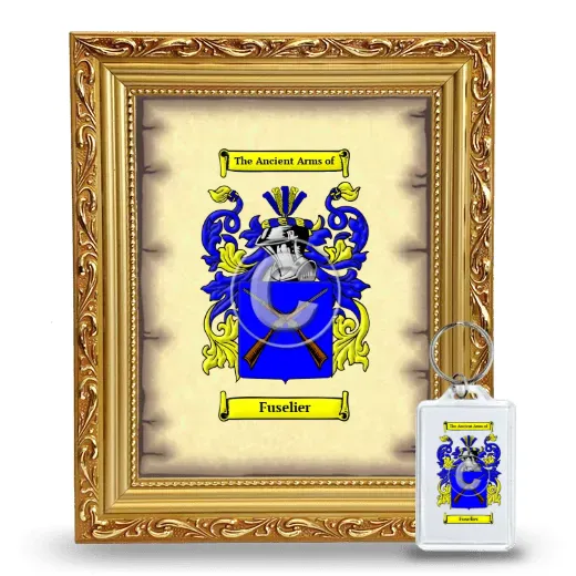 Fuselier Framed Coat of Arms and Keychain - Gold