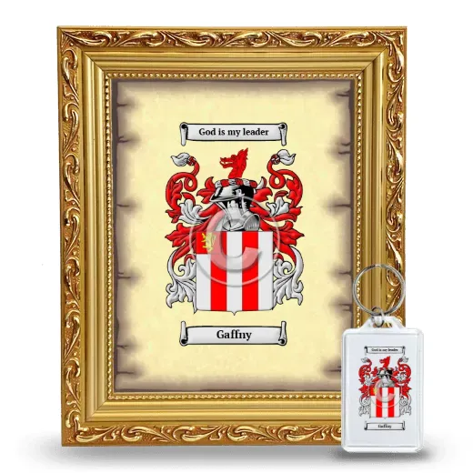 Gaffny Framed Coat of Arms and Keychain - Gold