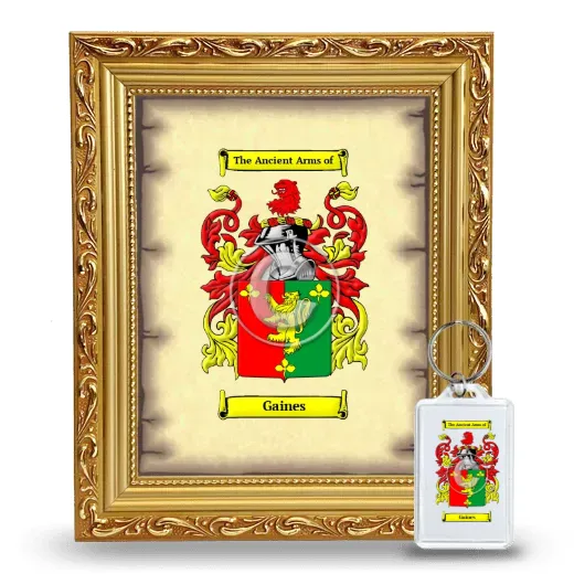 Gaines Framed Coat of Arms and Keychain - Gold