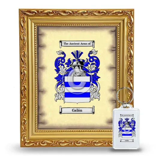Galán Framed Coat of Arms and Keychain - Gold