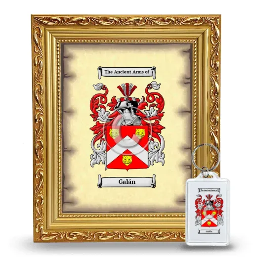 Galán Framed Coat of Arms and Keychain - Gold