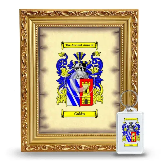 Galán Framed Coat of Arms and Keychain - Gold