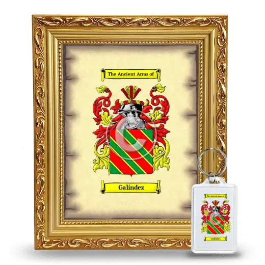 Galíndez Framed Coat of Arms and Keychain - Gold
