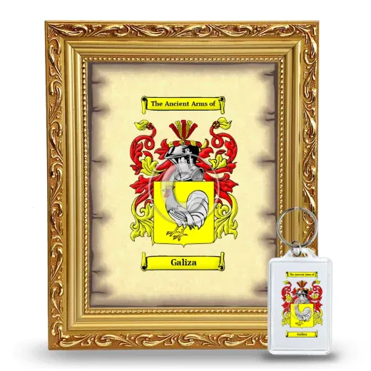 Galiza Framed Coat of Arms and Keychain - Gold
