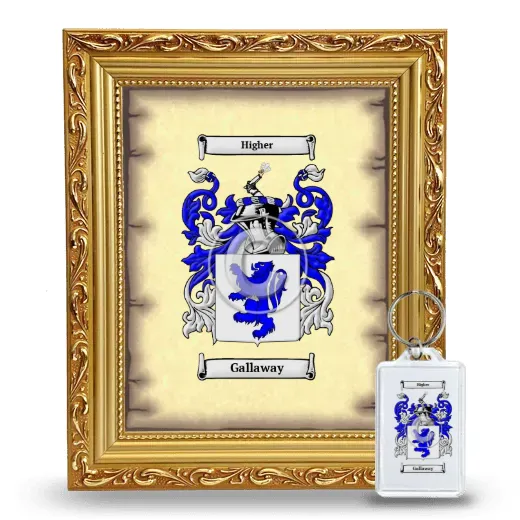 Gallaway Framed Coat of Arms and Keychain - Gold