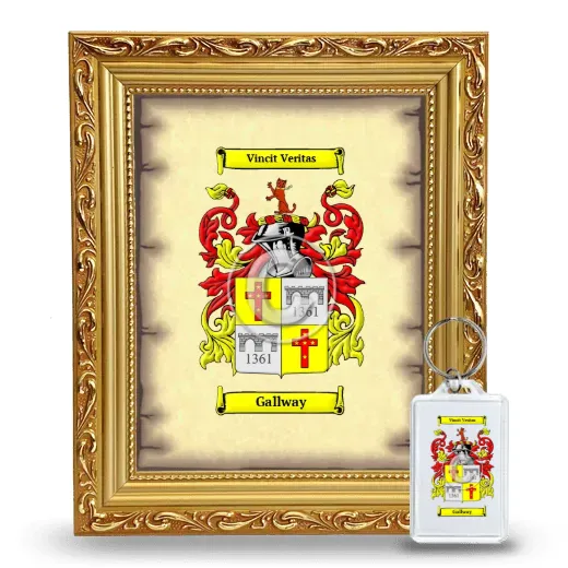 Gallway Framed Coat of Arms and Keychain - Gold