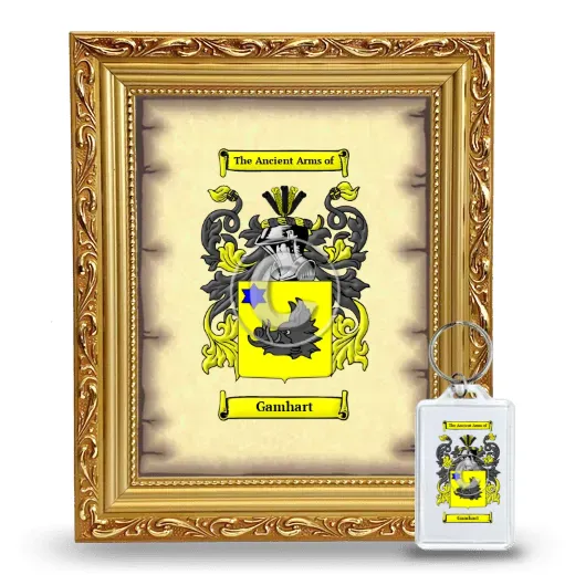 Gamhart Framed Coat of Arms and Keychain - Gold