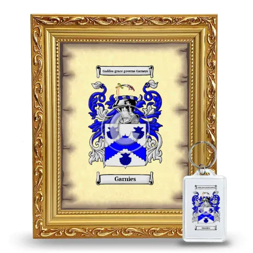 Garnies Framed Coat of Arms and Keychain - Gold
