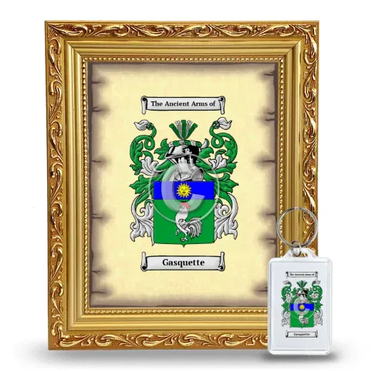 Gasquette Framed Coat of Arms and Keychain - Gold