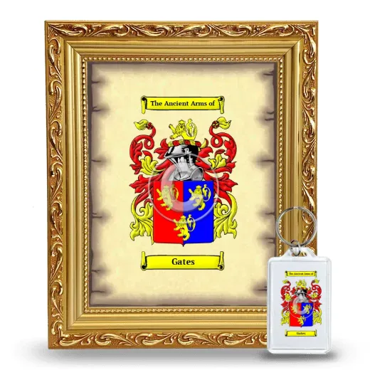 Gates Framed Coat of Arms and Keychain - Gold