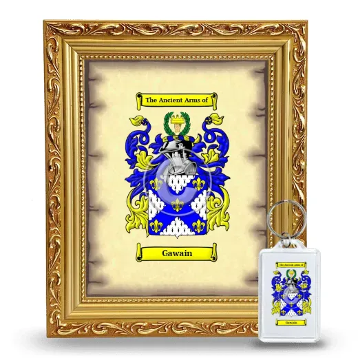 Gawain Framed Coat of Arms and Keychain - Gold